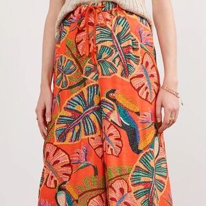 Farm Rio by Anthropologie wide leg tropical printed pants size small NWT
